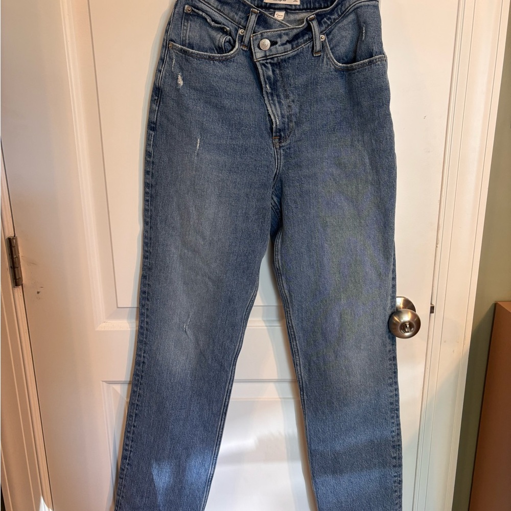 Abercrombie & Fitch Criss Cross High Rise Blue Jeans - Picture 3 of 9